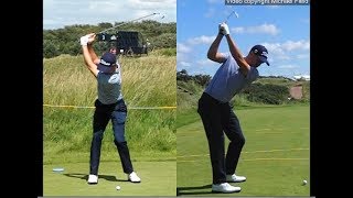 Justin Thomas golf swing  Long Iron faceon amp downtheline July 2017 [upl. by Brigham]