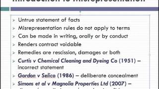 Misrepresentation Lecture 1 of 4 [upl. by Reffinej]